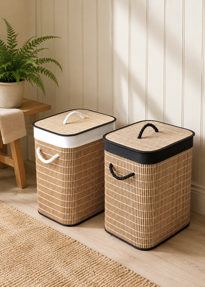 Baskora Laundry  Basket - Black &amp; Brown