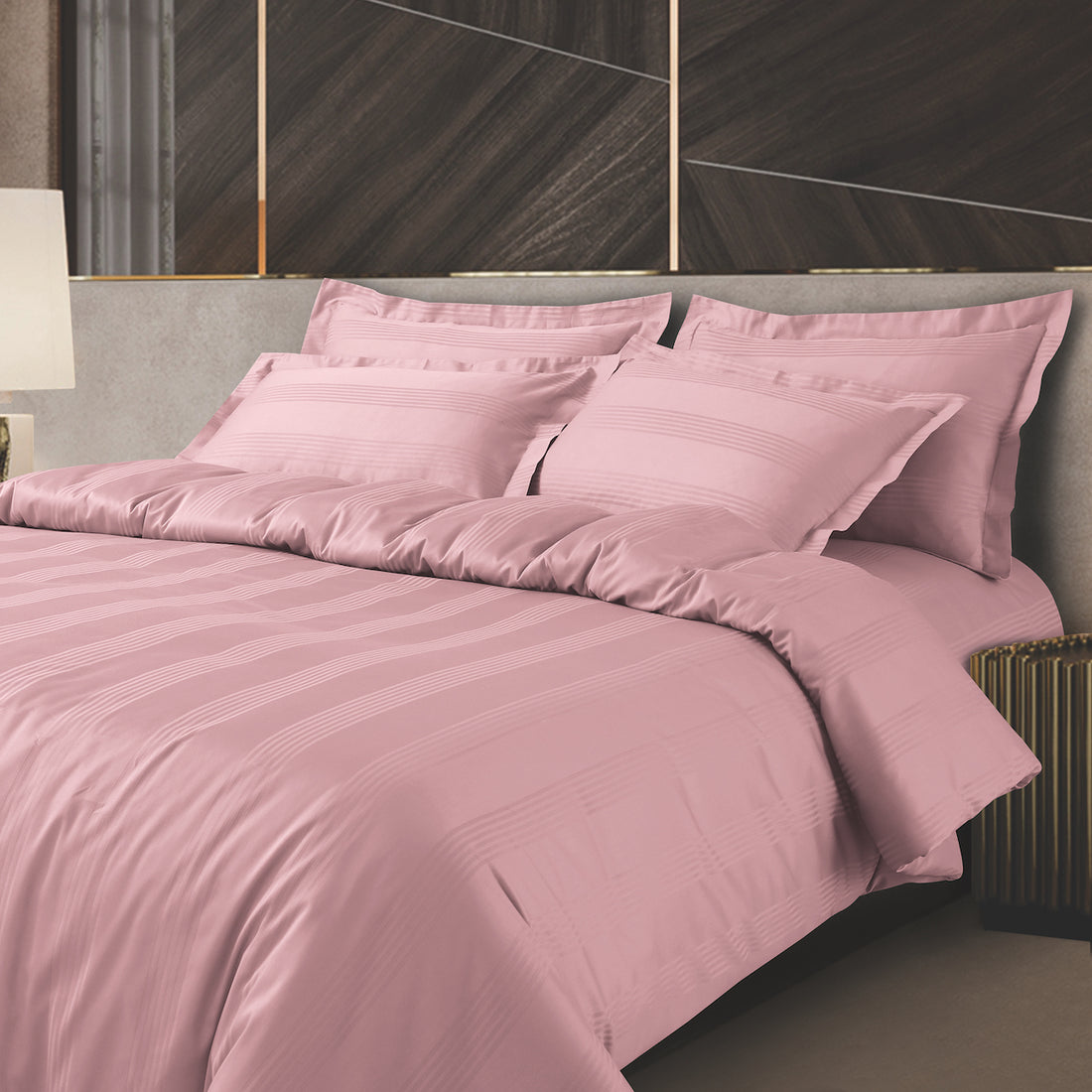 Turin Jacquard Rose Pink Stripes Bedsheet