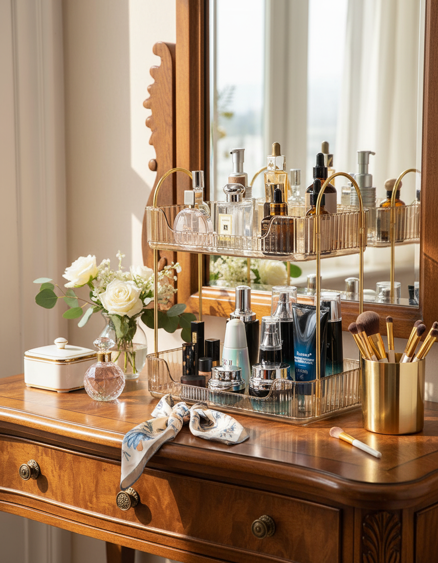 Two Tier Cosmetics Organiser - Amber