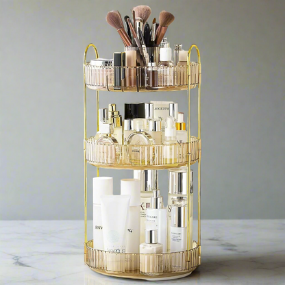 Three Tier Rotating Makeup Organiser - Amber