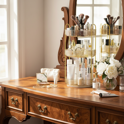 Three Tier Rotating Makeup Organiser - Amber