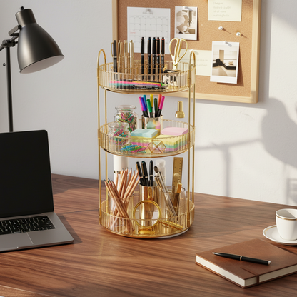 Three Tier Rotating Makeup Organiser - Amber