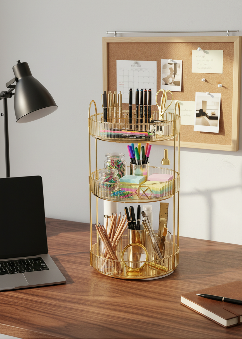 Three Tier Rotating Makeup Organiser - Amber