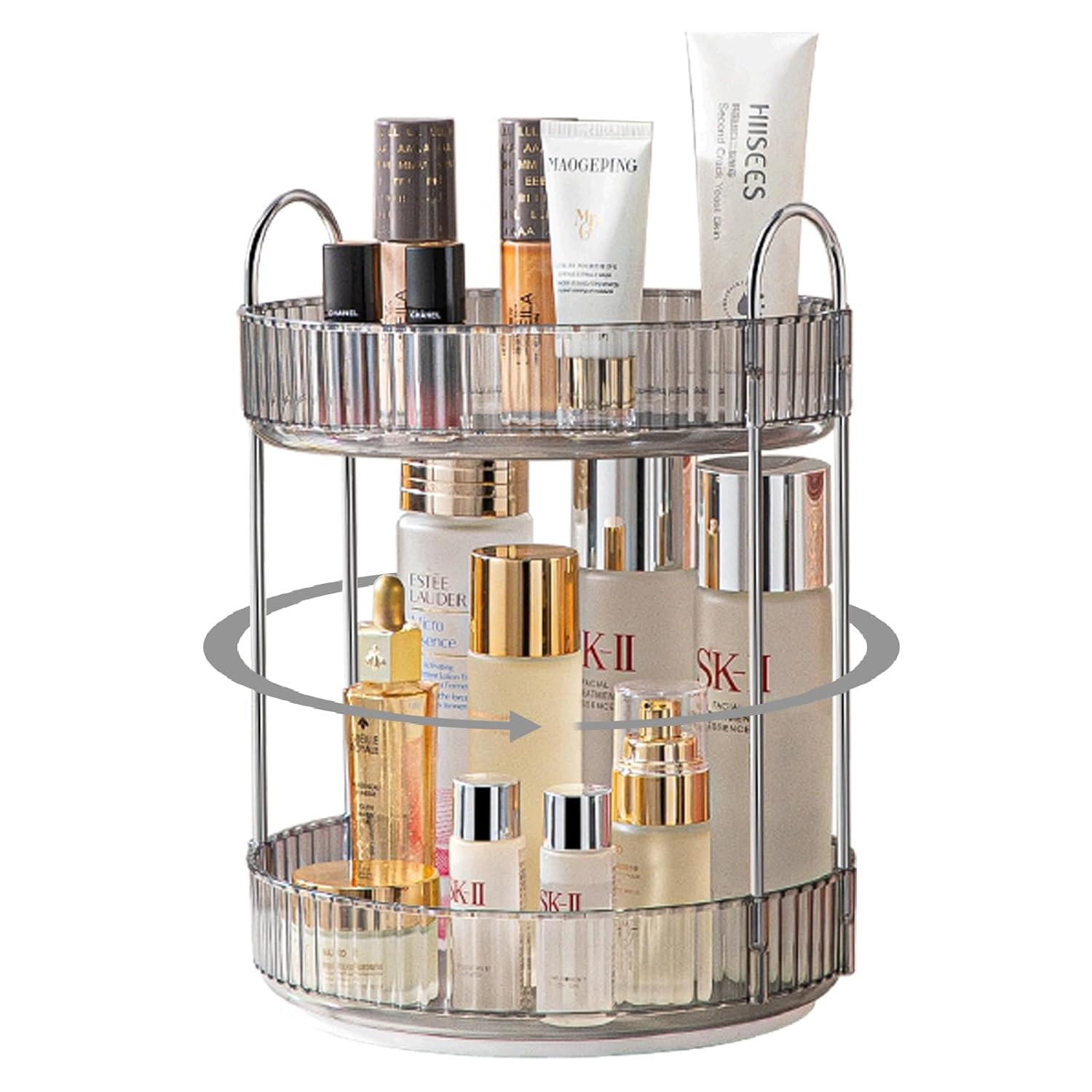 Three Tier Rotating Makeup Organiser - Grey