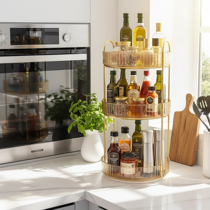 Three Tier Rotating Makeup Organiser - Amber