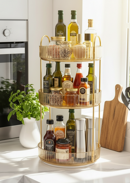 Three Tier Rotating Makeup Organiser - Amber