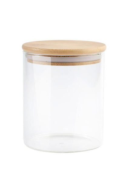 Glass Airtight Container With Wooden Lid - Medium (Set Of 2)