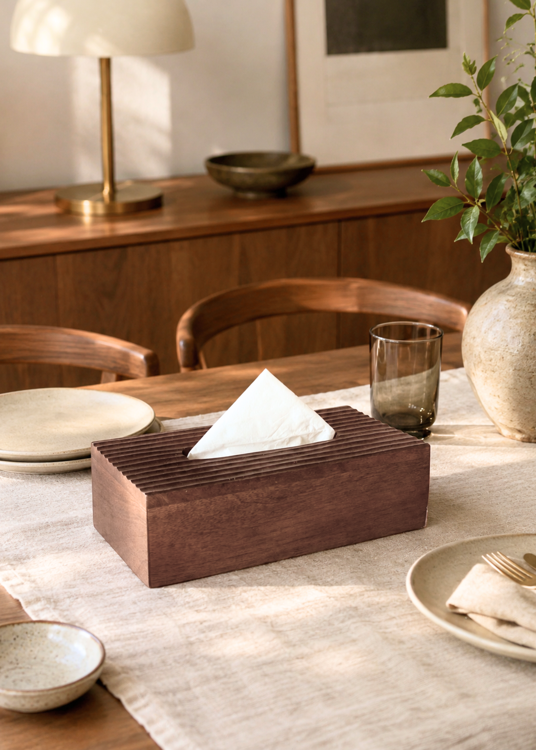 Contour Wooden Tissue Box