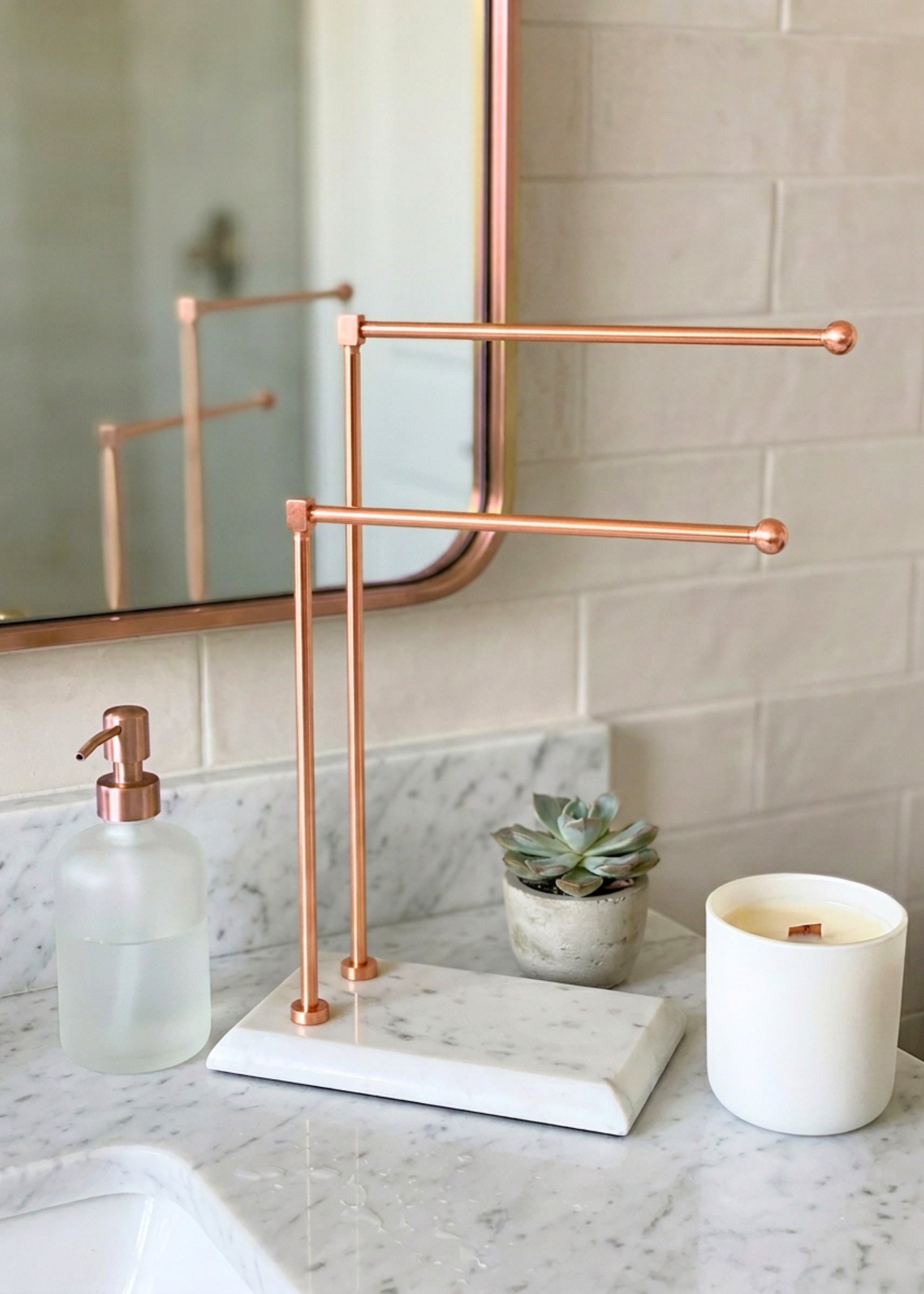 Melrose Hand Towel Stand - White &amp; Rose Gold