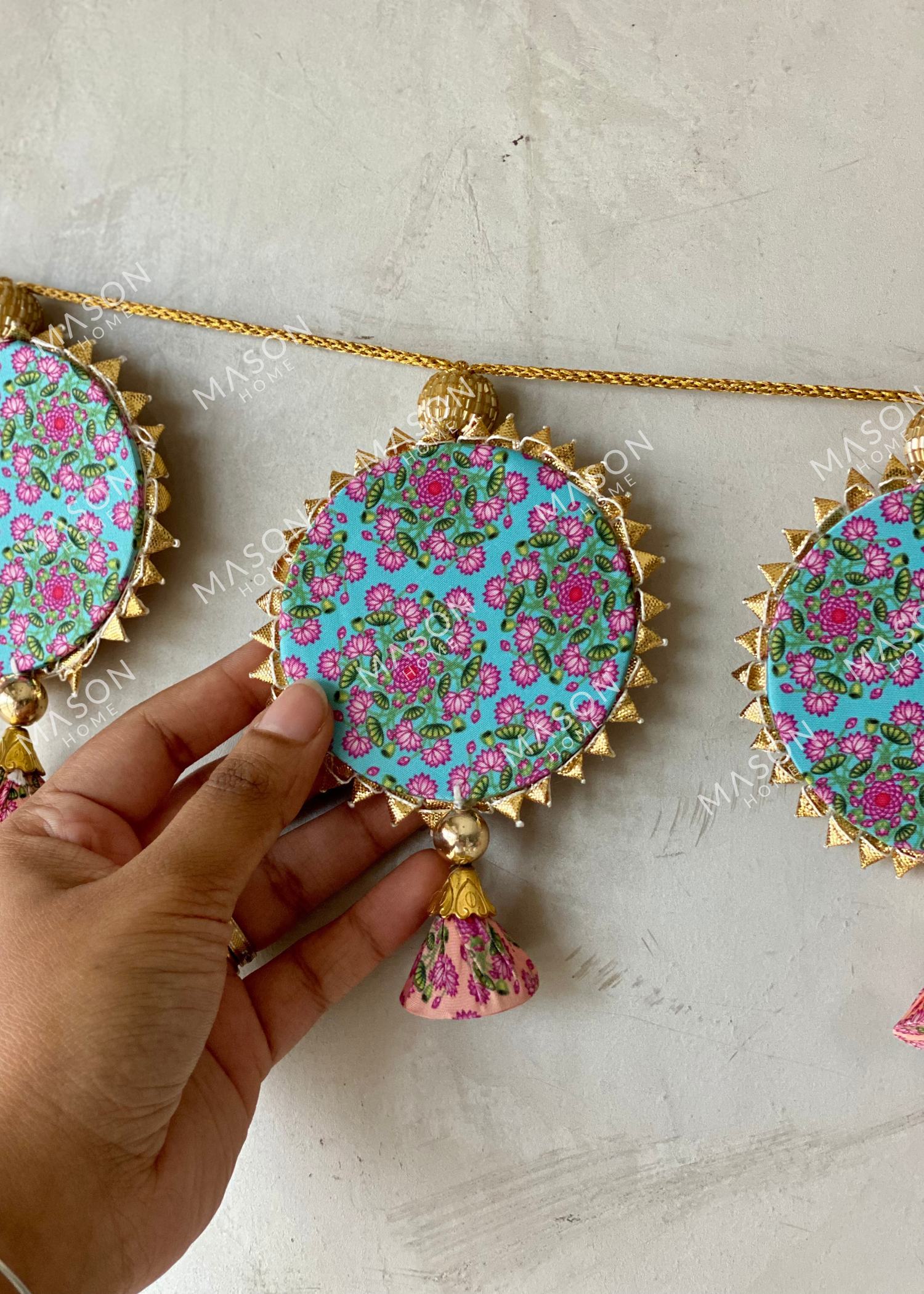 Festive Shubh Rang Reversible Toran - Pink &amp; Blue