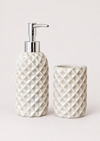 Diamond Weave Bath Set - Beige (Set of 2)
