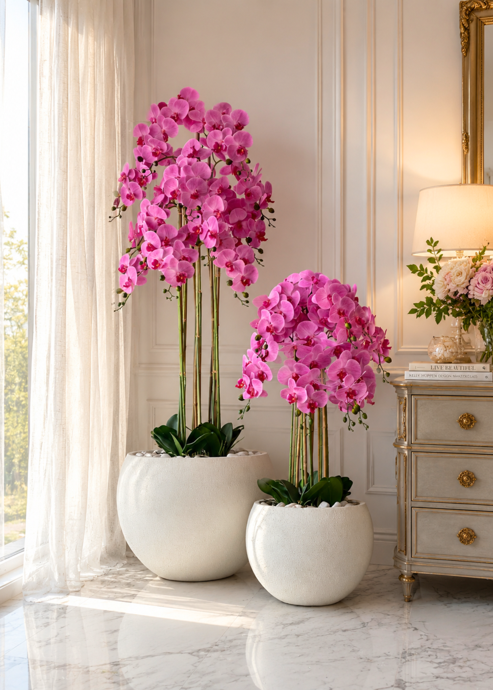 Artificial Pink Orchid Bloom Plant - 3 Feet