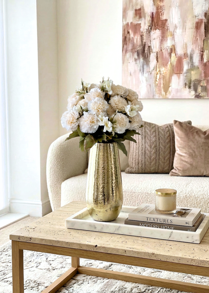 Artificial White Carnation Flower - (Set of 2)