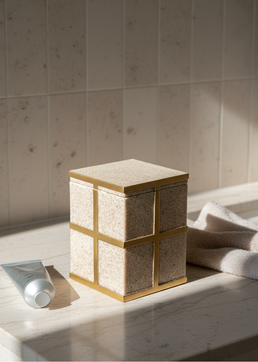 Axia Bathroom Jar - Beige
