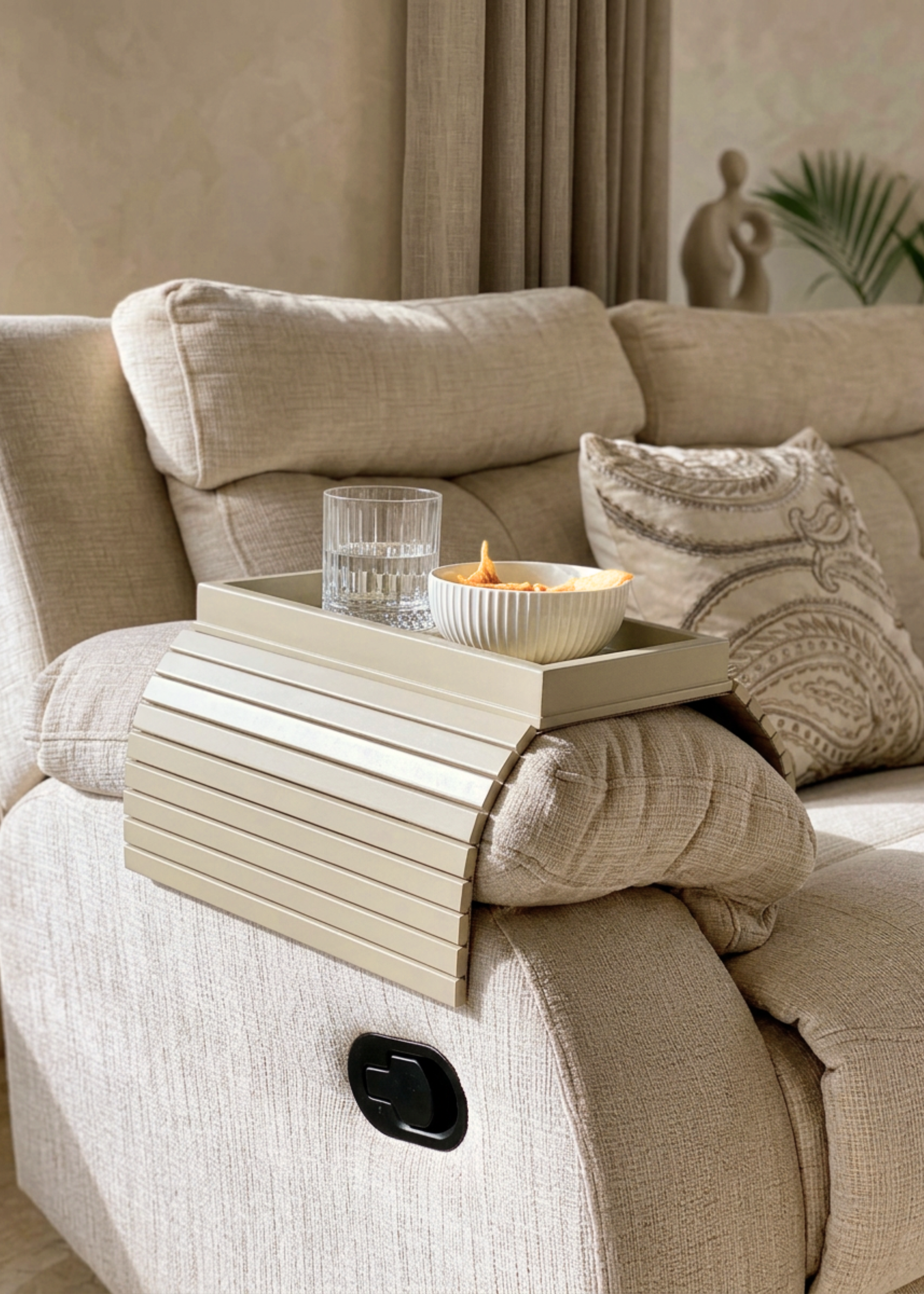 Sofa Armrest Tray - Beige