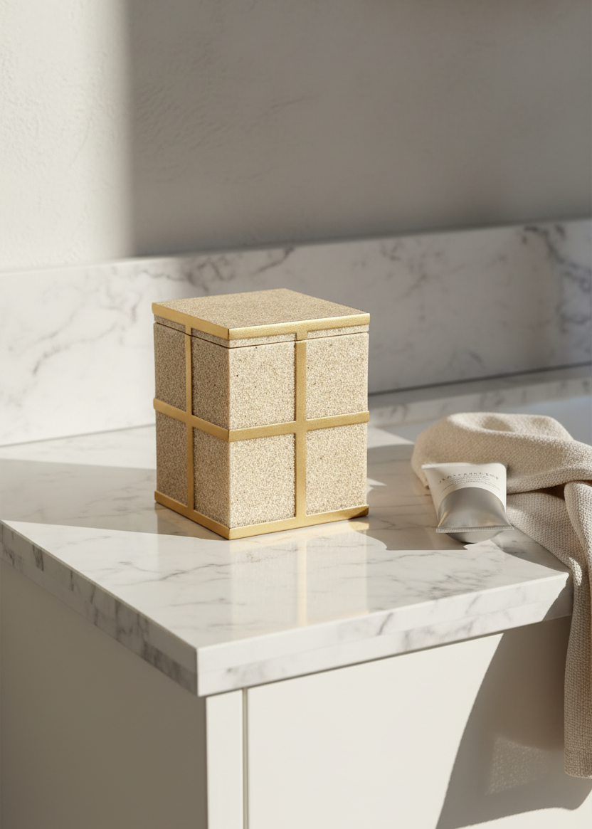 Axia Bathroom Jar - Beige