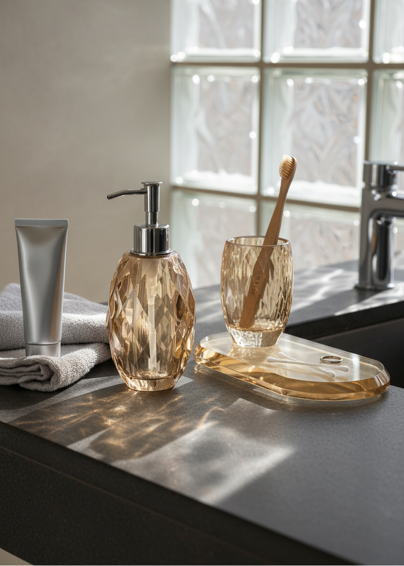 Sundrop Crystal Bathroom Set - Amber (Set of 3)