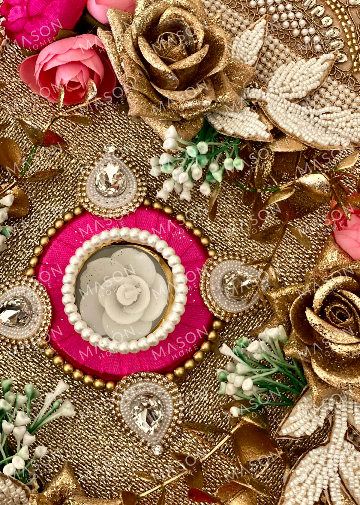 Festive Rose Grace I Artificial Rangoli