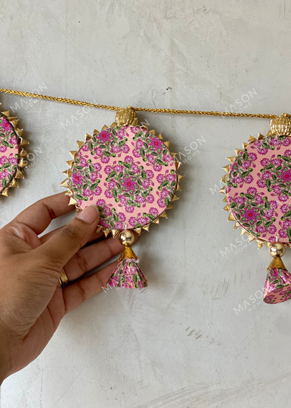 Festive Shubh Rang Reversible Toran - Green &amp; Pink