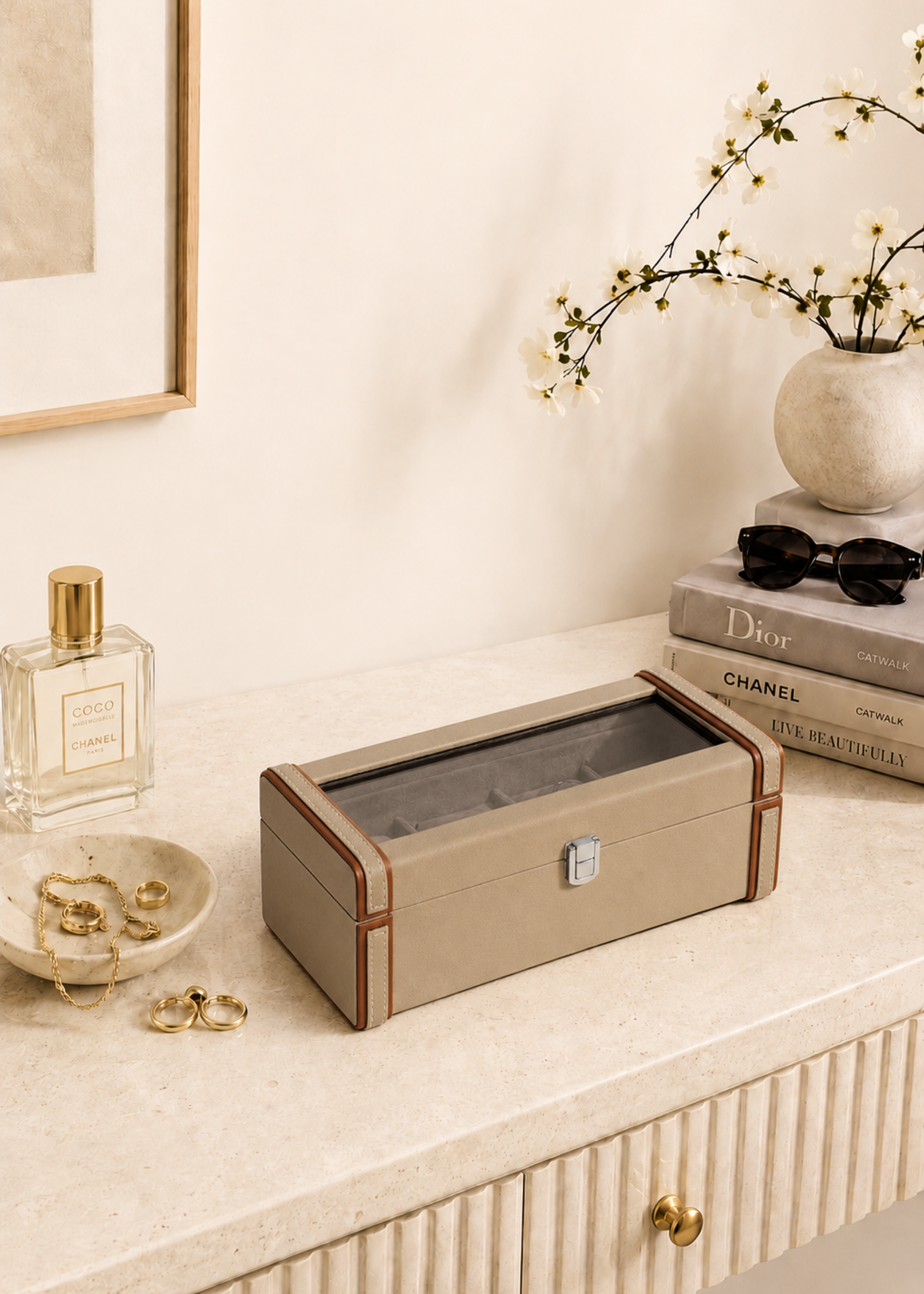 Naples Taupe Watch Box - 4 Slots