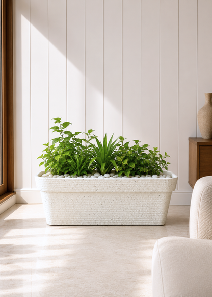 Cavon Rectangle Planters - Ivory