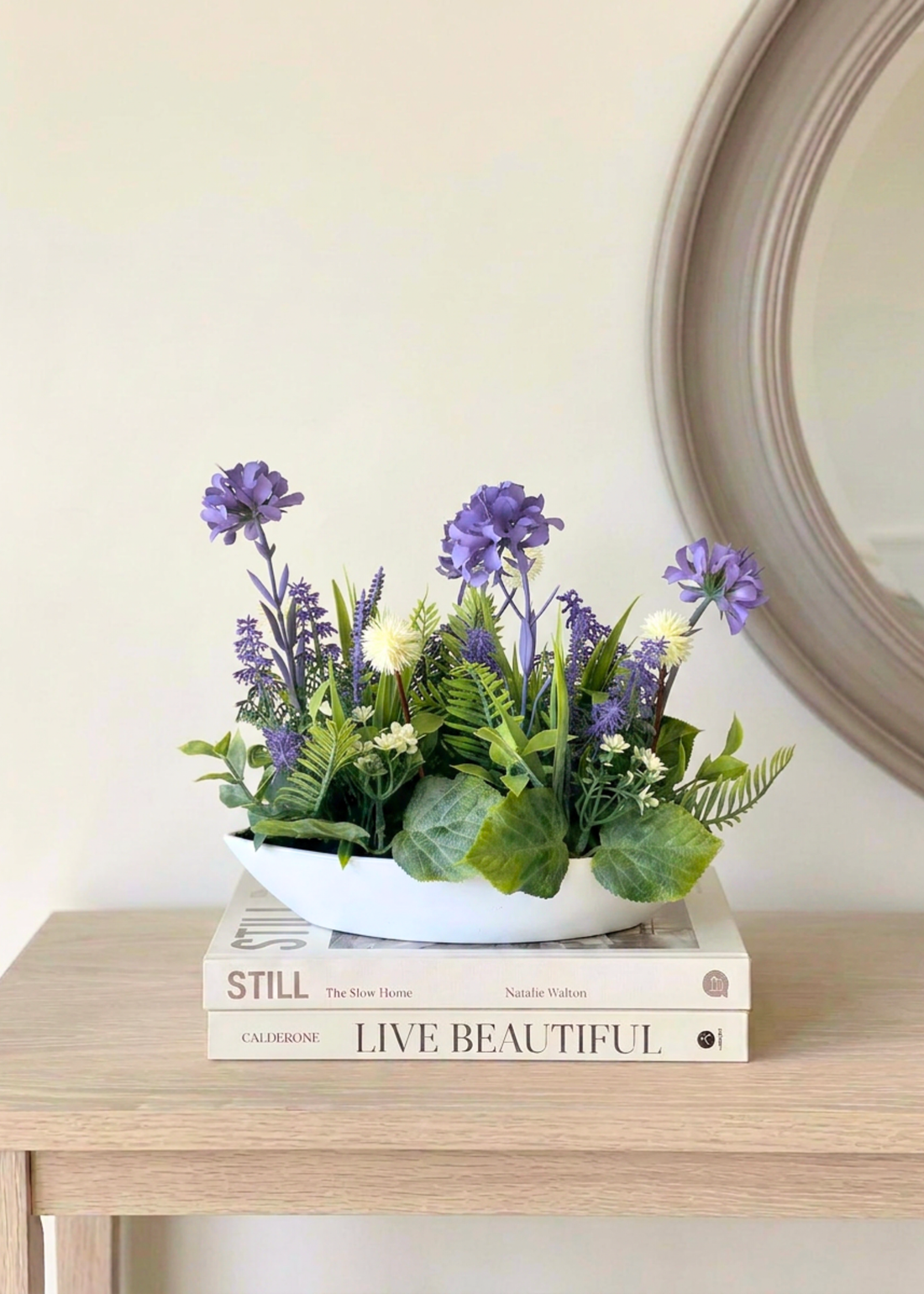 Artificial Bloom Succulent Bowl