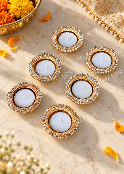 Festive Mira Crystal Diya - Set of 6