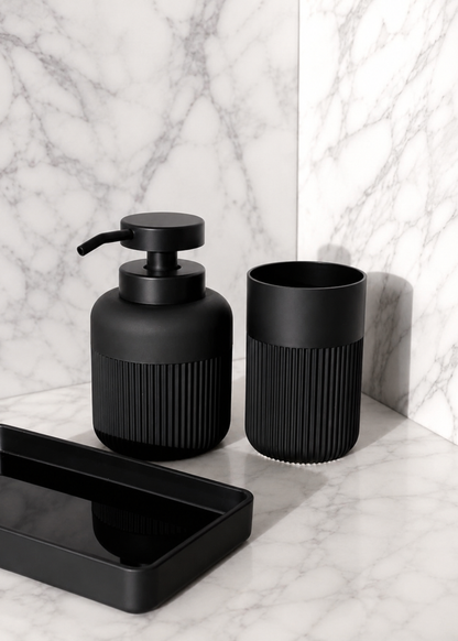 Chaton Bathroom Set- Black (Set of 3)