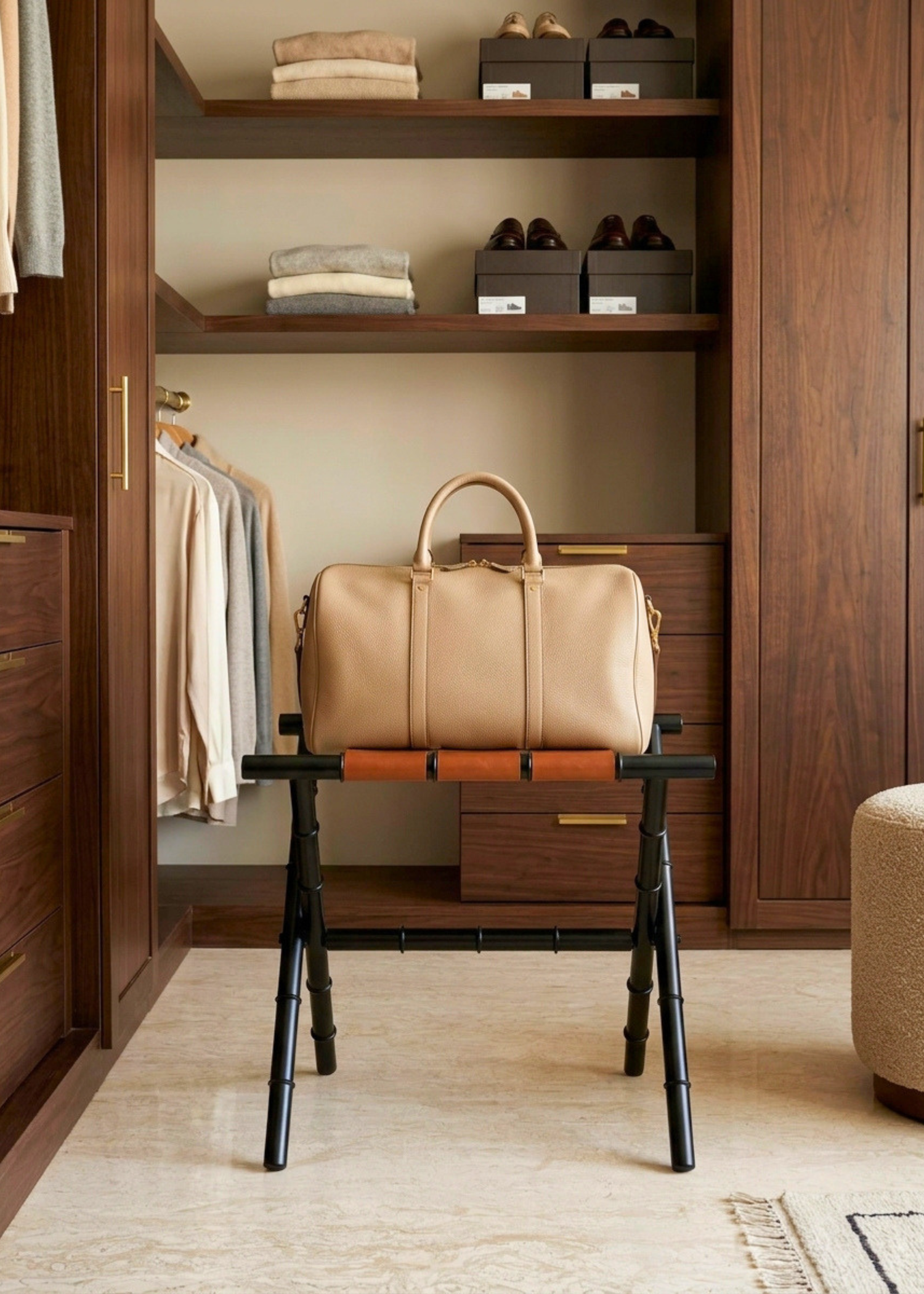 Naples Tan Foldable Luggage Rack