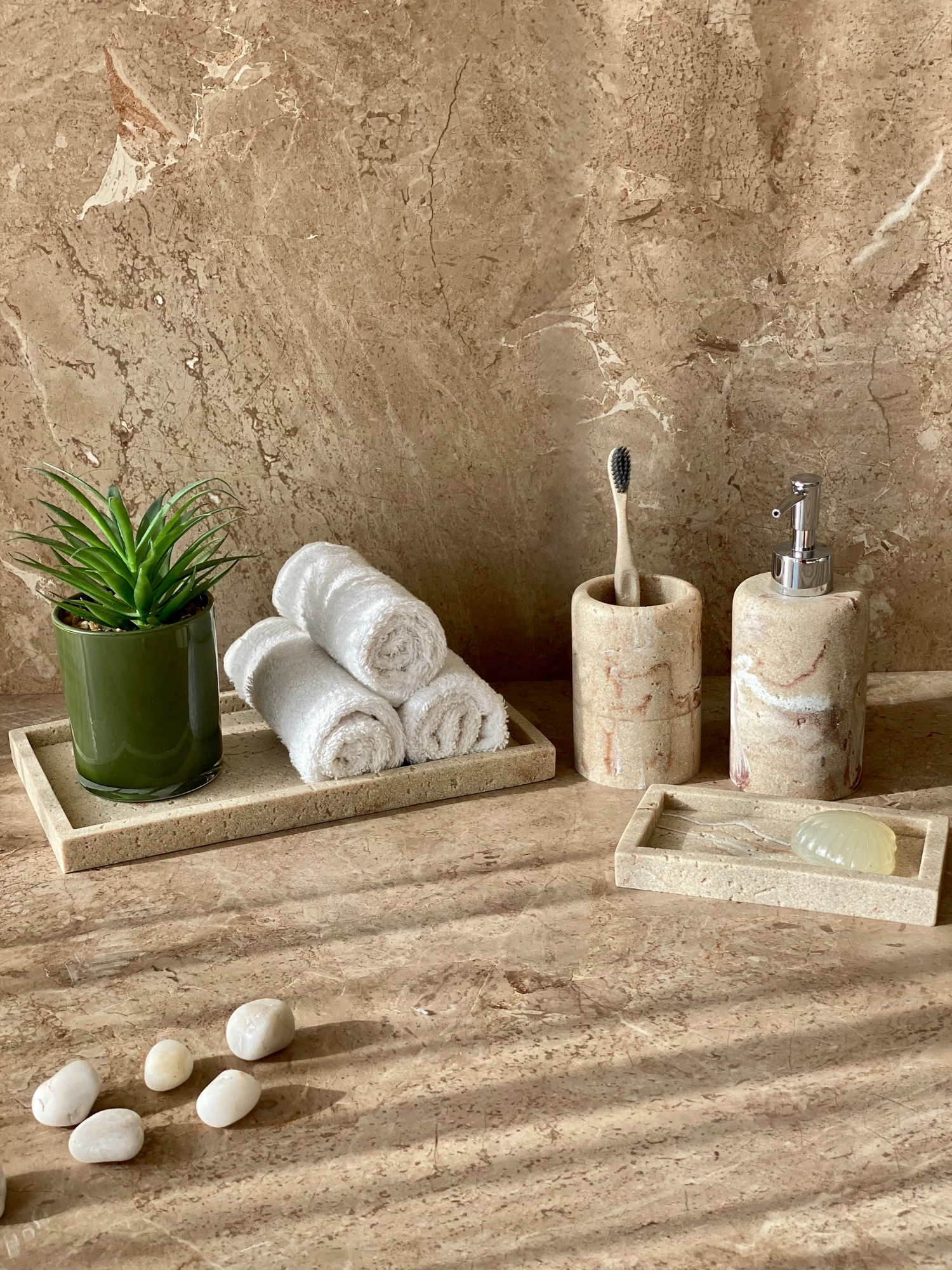 Carrara Bathroom Set - Beige (Set of 3)