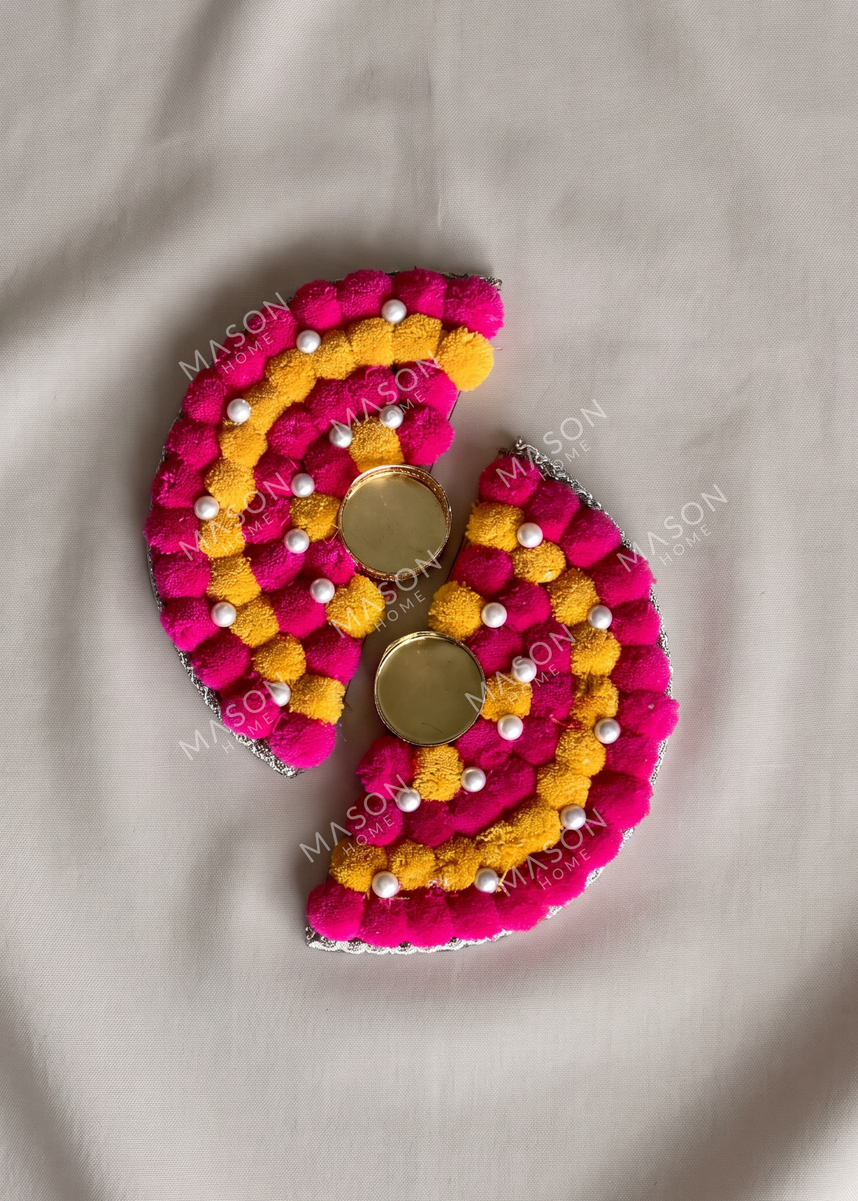 Festive Paisley Pearl Diya - Set of 2