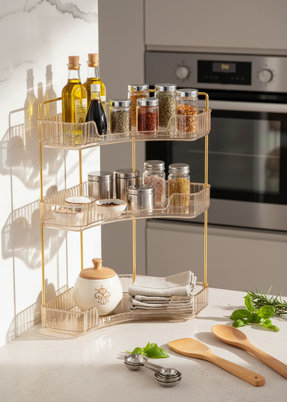 Three Tier Corner Cosmetic Storage Rack - Amber (Only For Mumbai)
