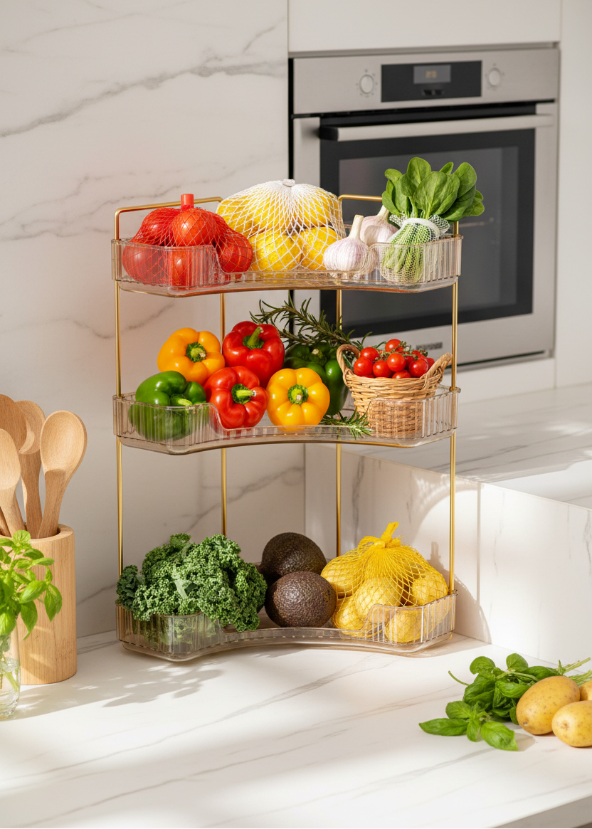 Three Tier Corner Cosmetic Storage Rack - Amber (Only For Mumbai)