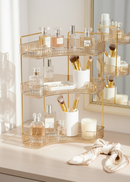 Three Tier Corner Cosmetic Storage Rack - Amber (Only For Mumbai)