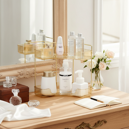 Two Tier Corner Cosmetic Storage Rack - Amber