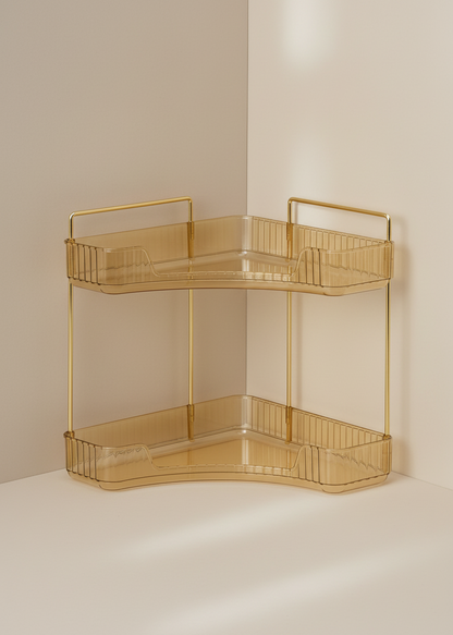 Two Tier Corner Cosmetic Storage Rack - Amber