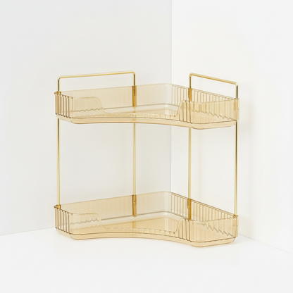 Two Tier Corner Cosmetic Storage Rack - Amber