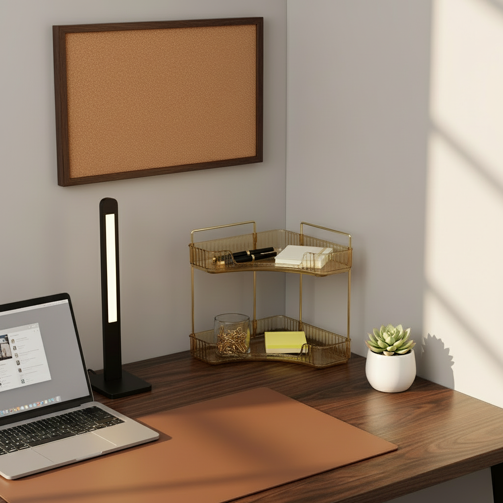 Two Tier Corner Cosmetic Storage Rack - Amber