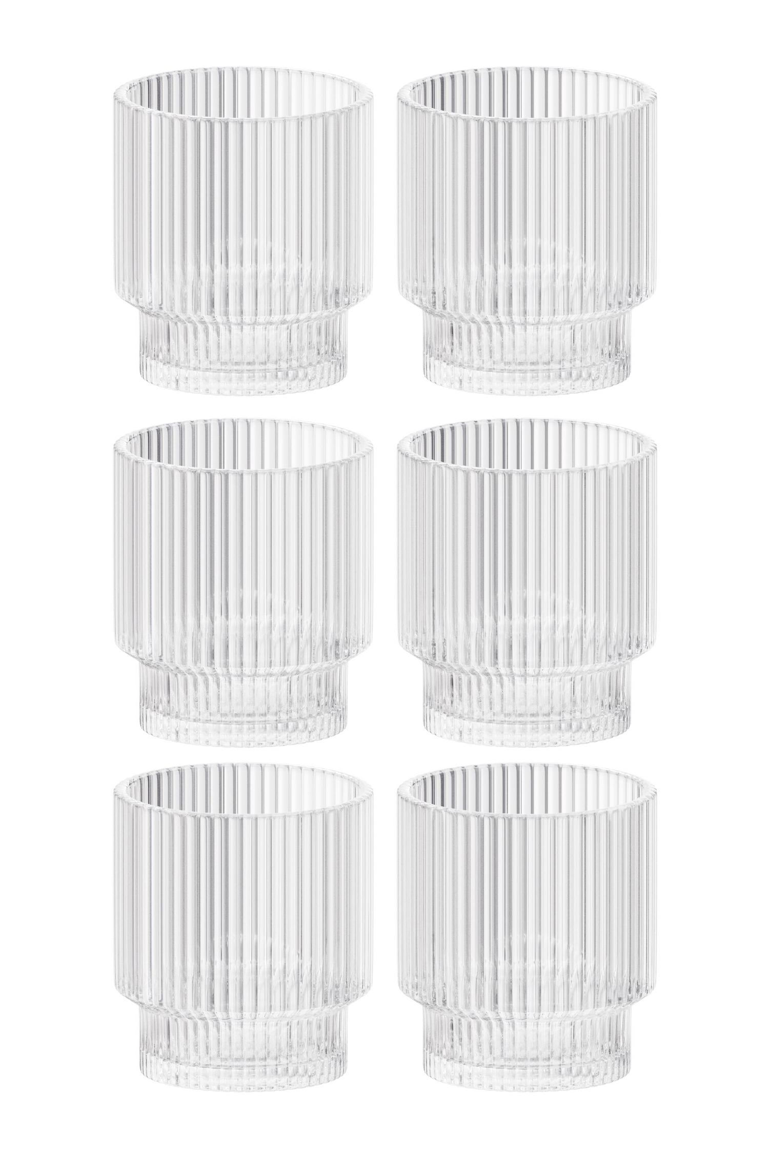 Ribbed Small Drinking Glass - Set Of 6