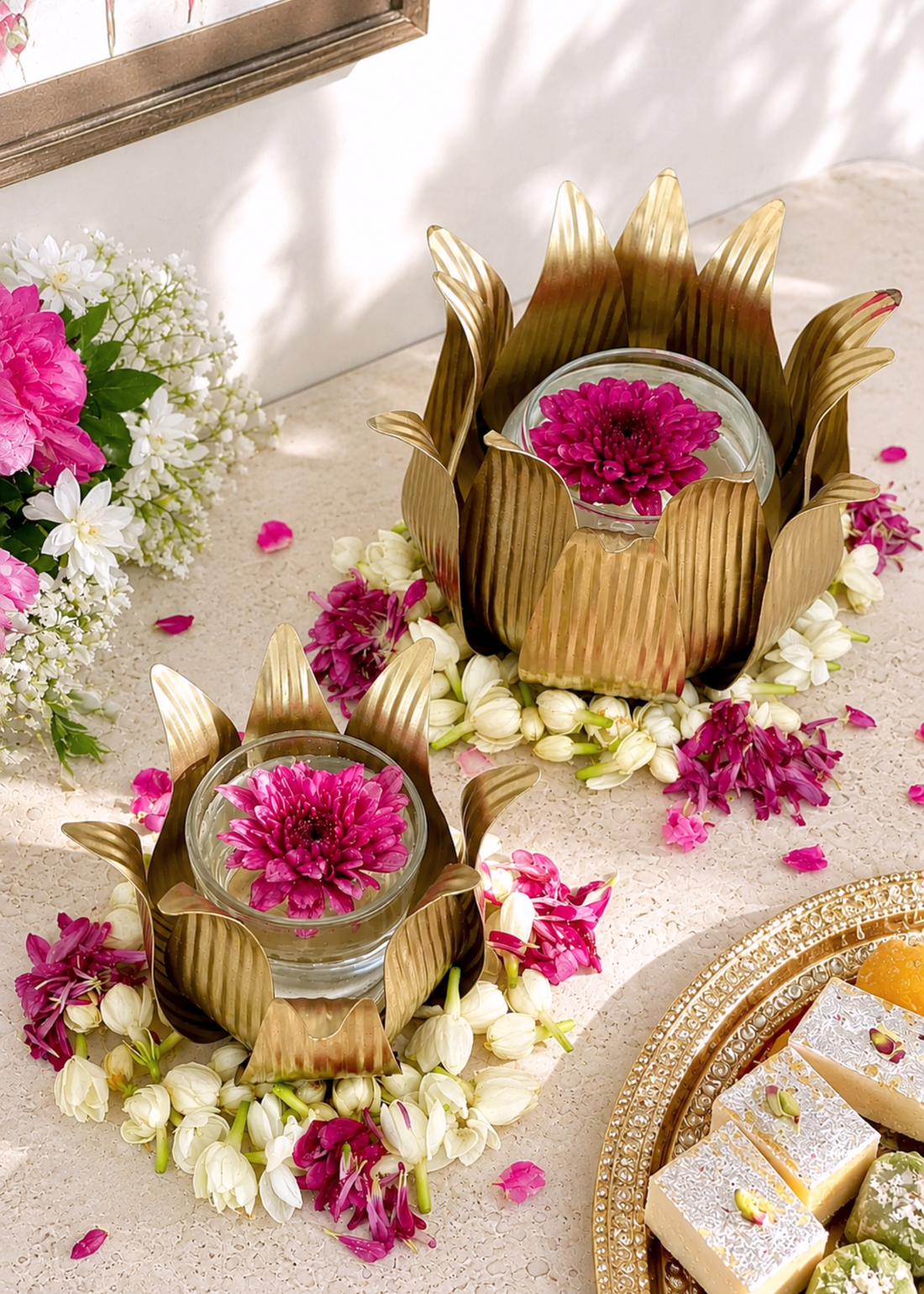 Gold Lotus Diyas