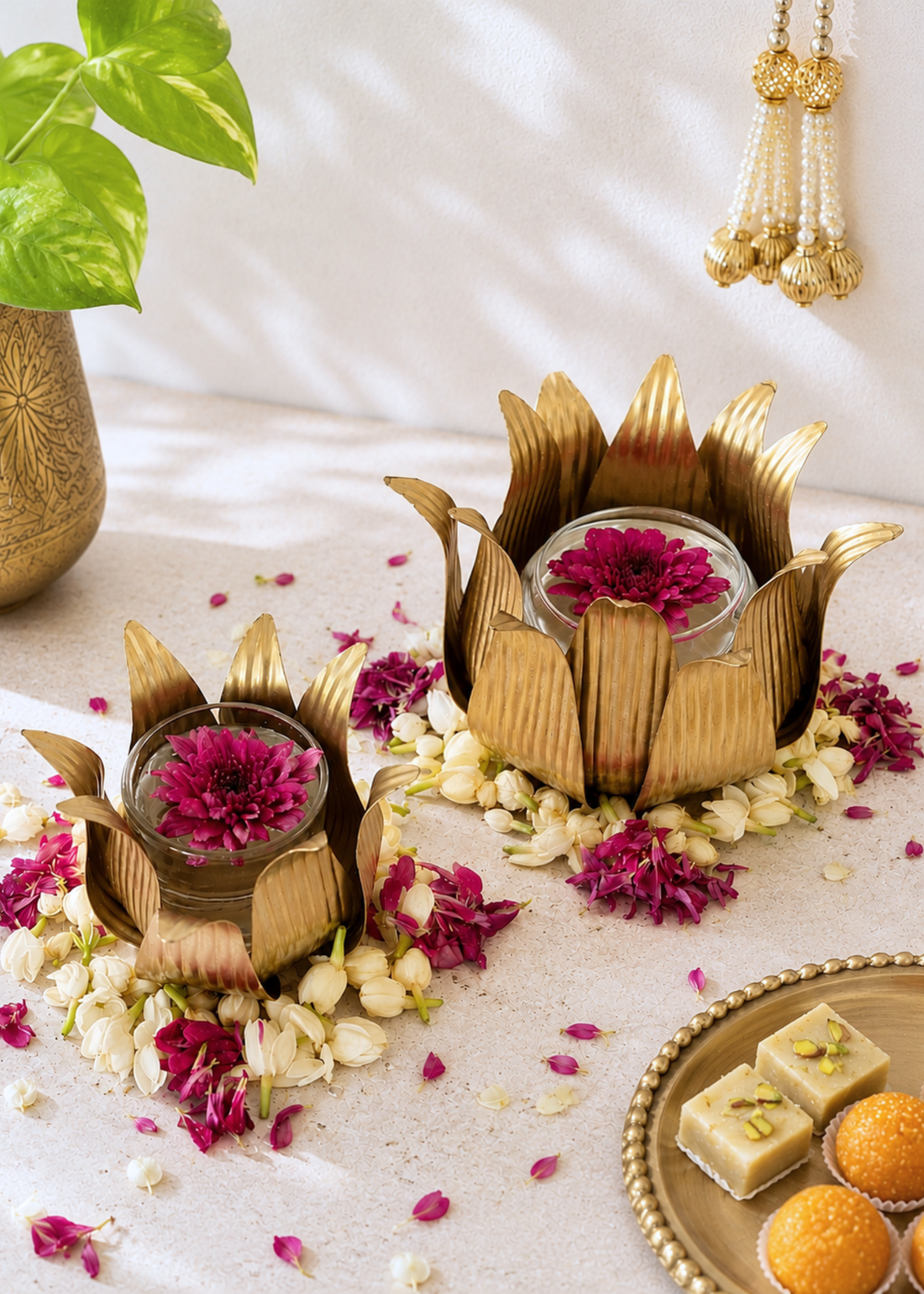 Gold Lotus Diyas