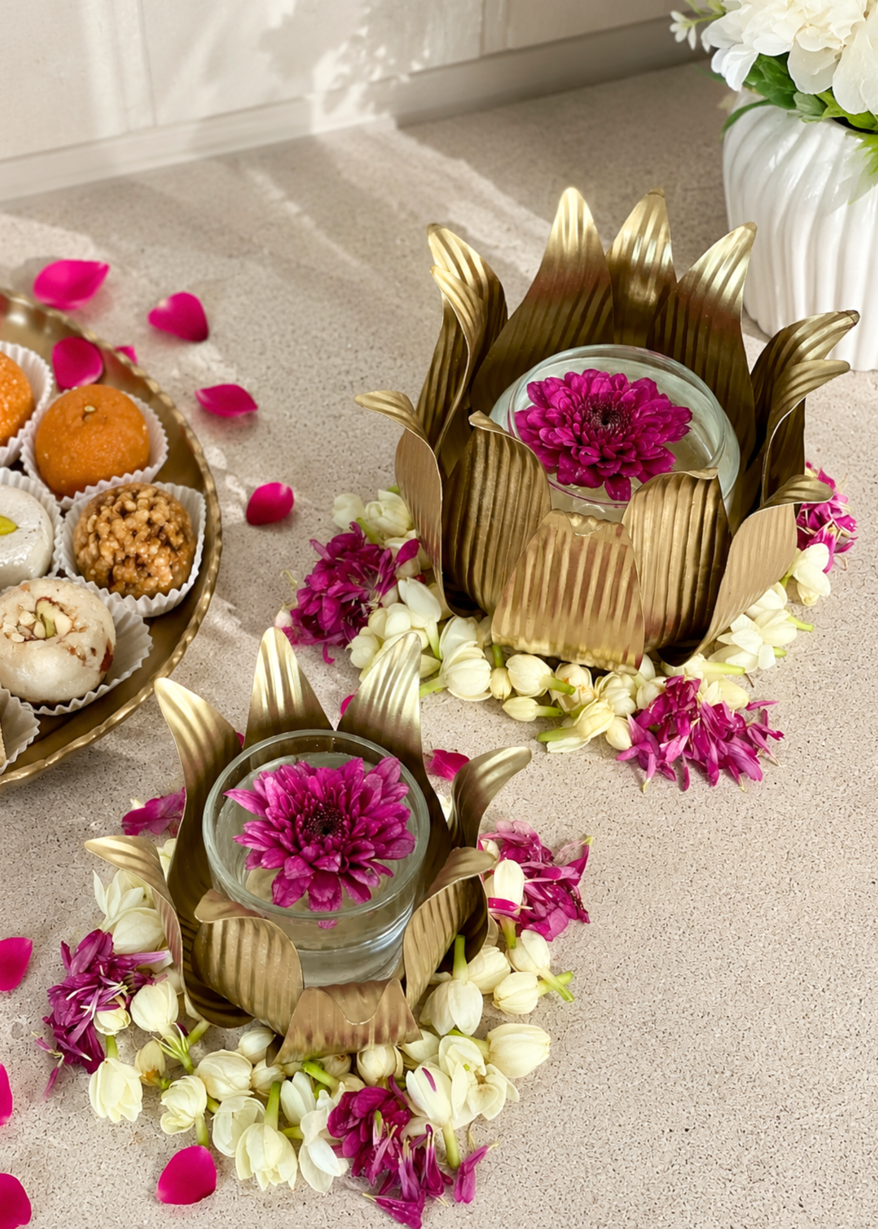 Gold Lotus Diyas