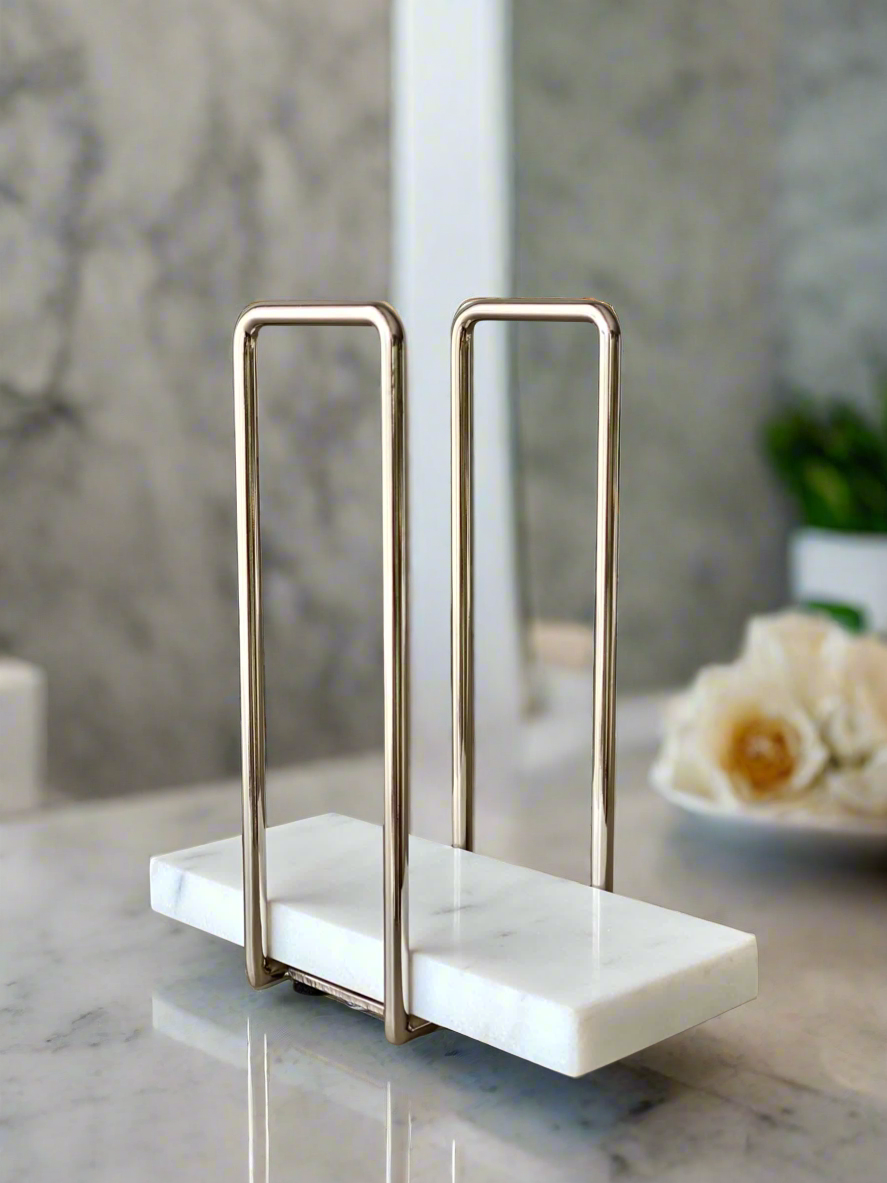Imperial Napkin Holder - White &amp; Silver