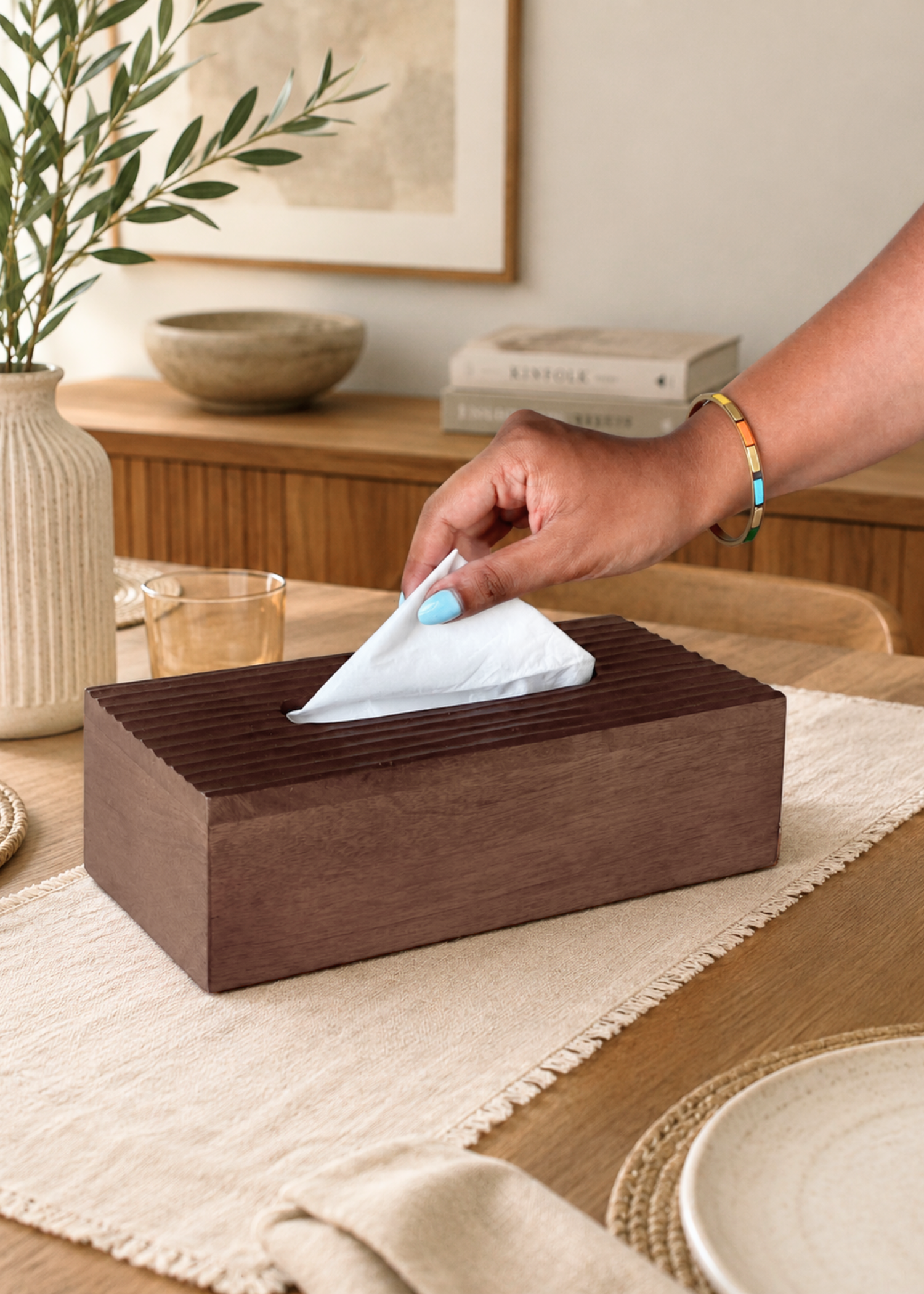 Contour Wooden Tissue Box
