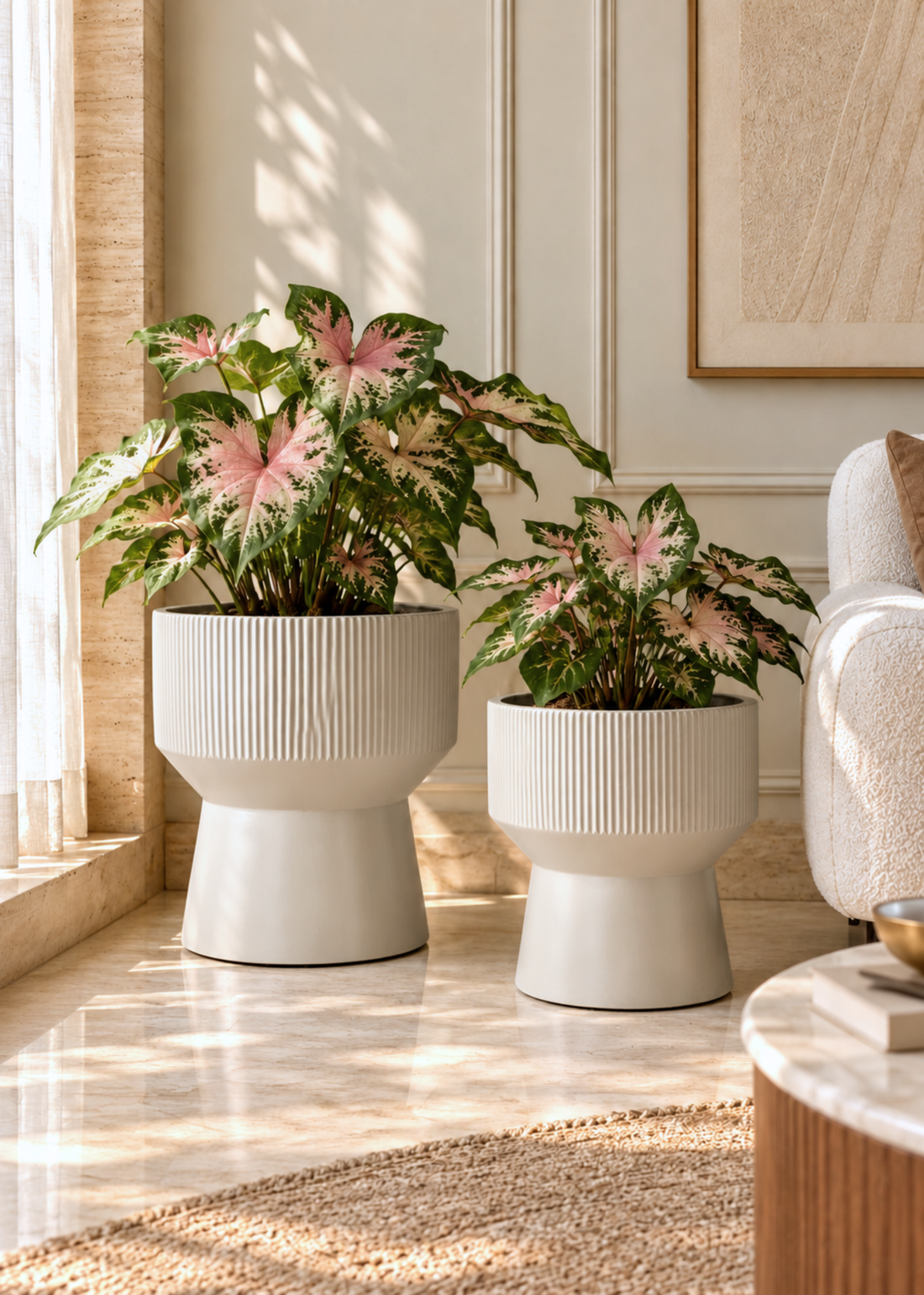 Sora Ripple Planters - Beige