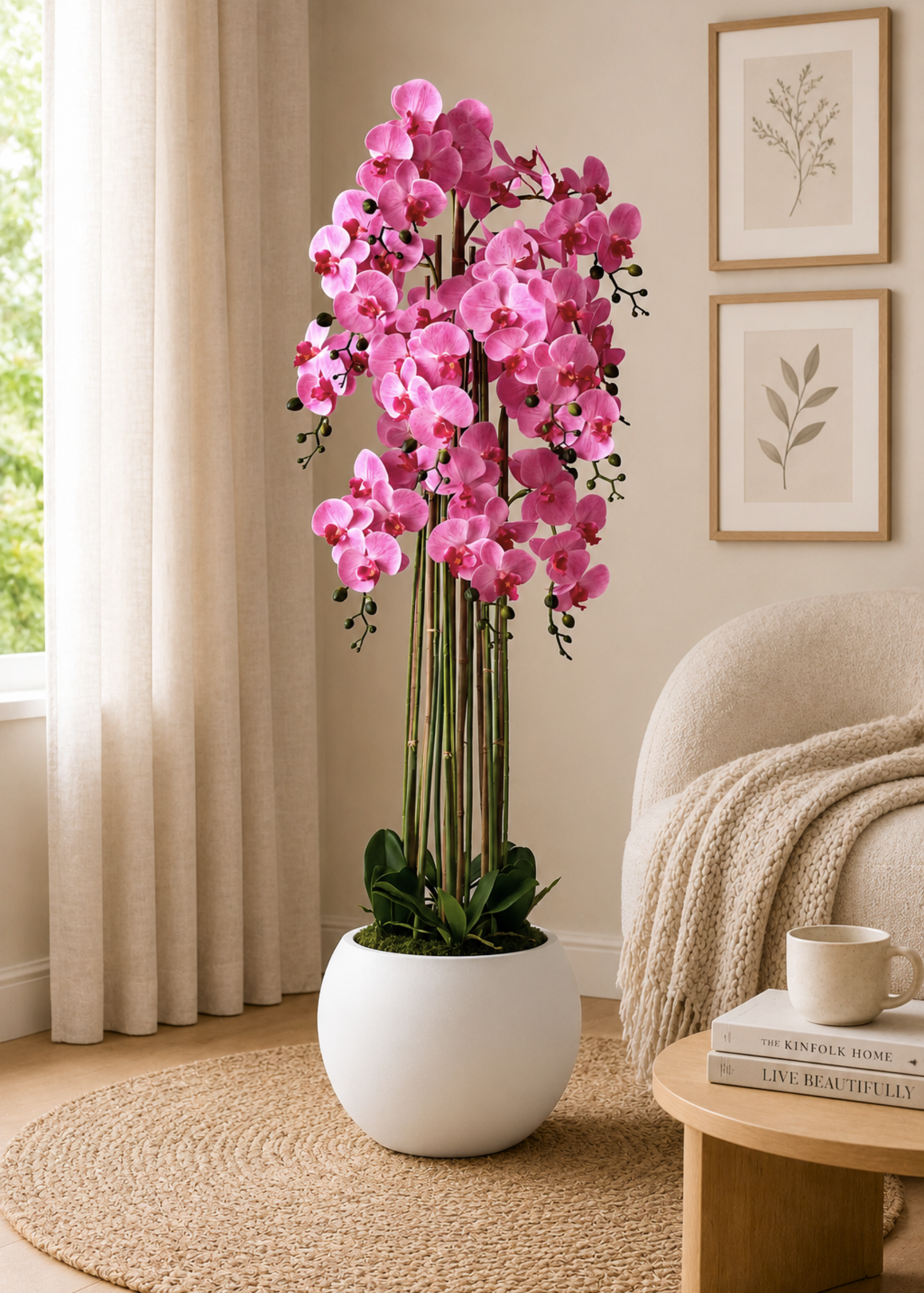 Artificial Pink Orchid Bloom Plant - 5 Feet
