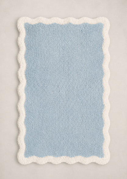 Scallia Anti Slip - Tufted - Cotton Bath Mat - Blue - 60 x 40 cm