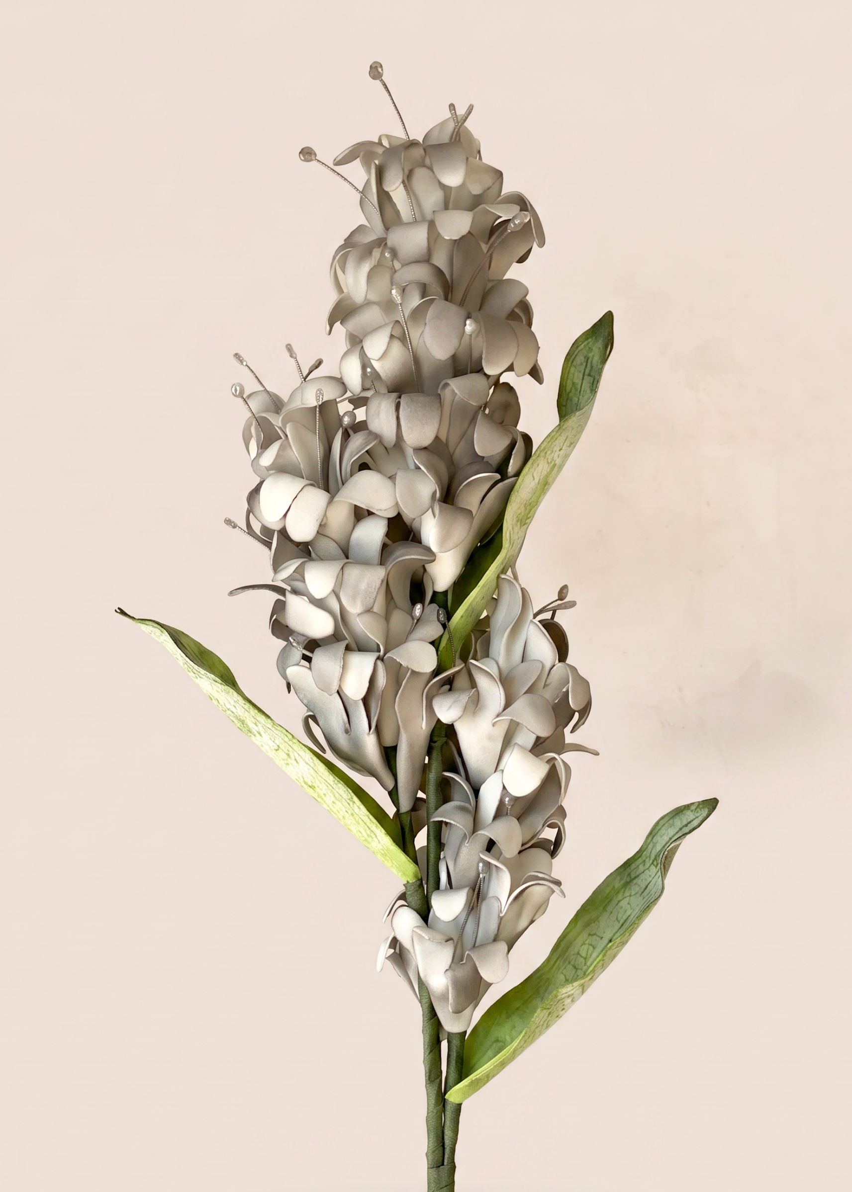 Artificial Madonna Lily Flower Stem - Grey Ombre (One Stem)