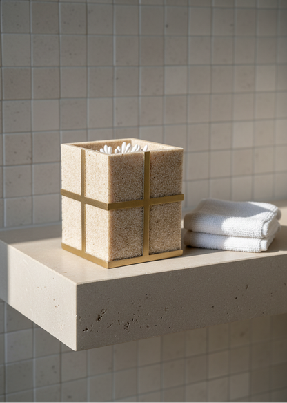 Axia Bathroom Jar - Beige