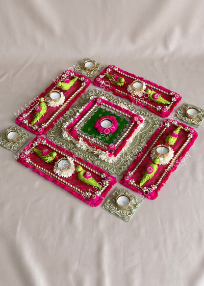 Festive Parrot Diya Rangoli